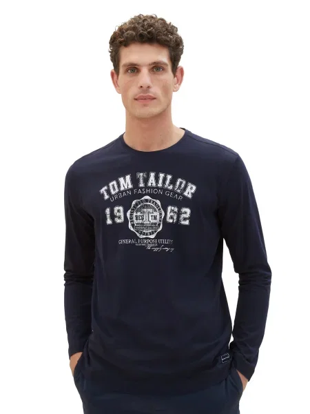 TOM TAILOR Tricou albastru închis alb