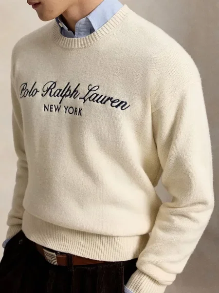Polo Ralph Lauren пуловер мъжки с вълна бежово