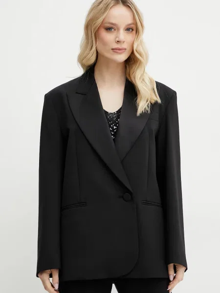 Weekend Max Mara sacou din lana un singur rand de neted negru