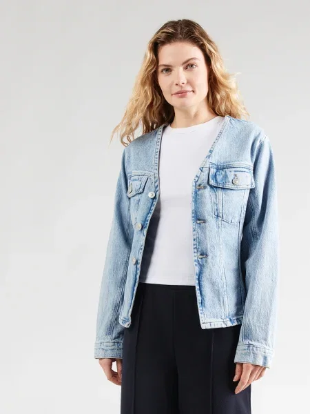 PIECES Prechodná bunda PCJILL denim modrá