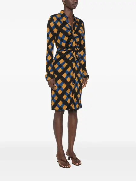 Καρό φόρεμα Dvf Diane Von Furstenberg με σχέδιο μαύρο
