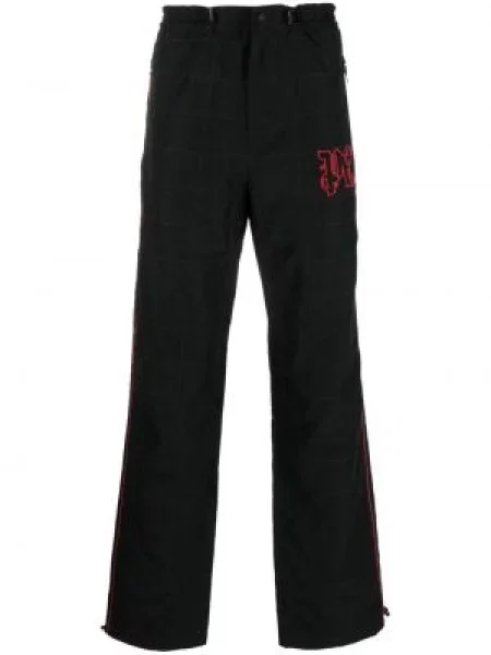 Pantaloni Palm Angels cu broderie în carouri negru