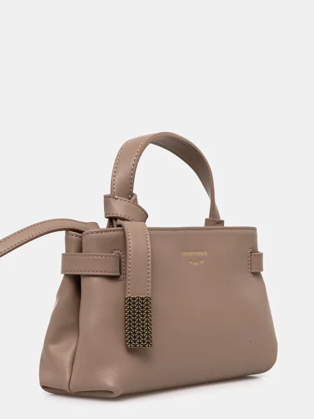 Kožená kabelka Emporio Armani béžová