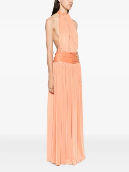 Rochie maxi Arcina Ori cu gât halter portocaliu