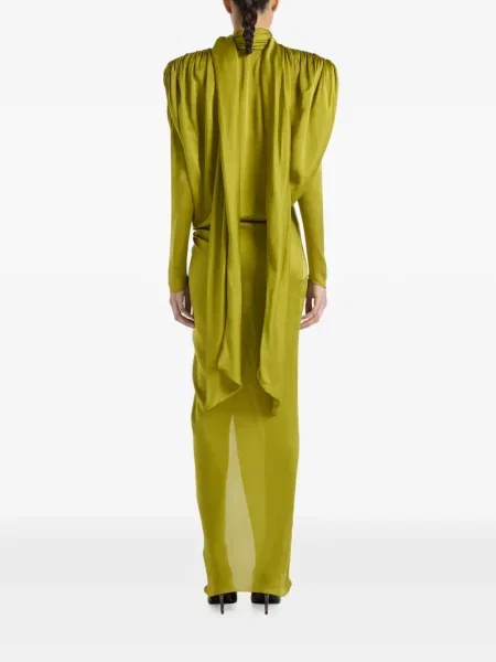 Lung rochie Balmain de mătase verde