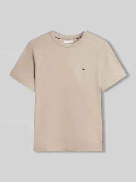 T-shirt o kroju regular fit z czystej bawełny Tommy Hilfiger beżowa