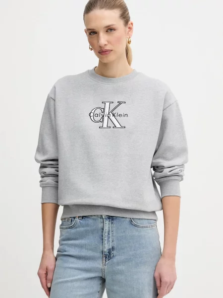 Calvin Klein Jeans bluza z aplikacją szary