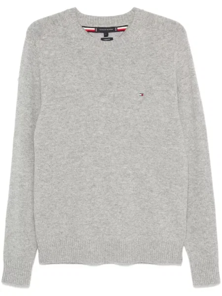 Pulover Tommy Hilfiger de lână cu decolteu rotund gri