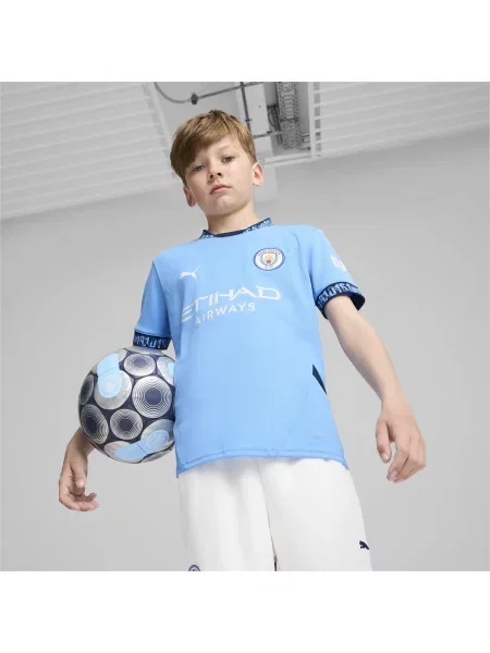Młodzieżowa koszulka domowa Manchester City PUMA Team Light Blue Marine niebieska