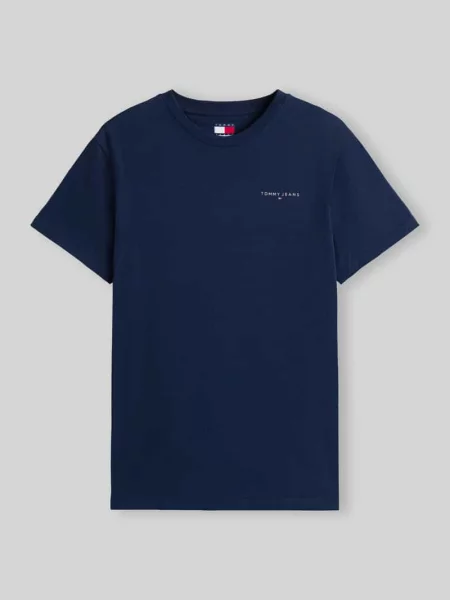 T-shirt o kroju slim fit z czystej bawełny model ‘LINEAR CHEST TEE’ Tommy Jeans granatowa