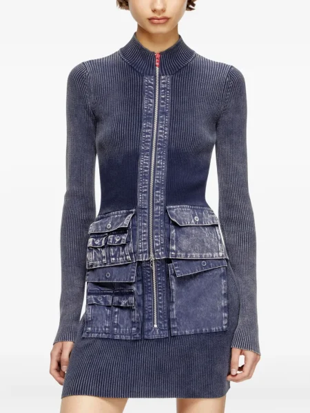 Pleteni kardigan Diesel plava