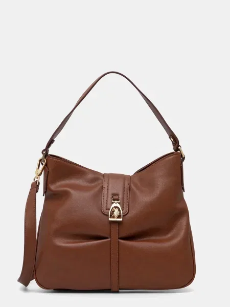 U.S. Polo Assn. torebka worek z imitacji skóry BENSON brązowa