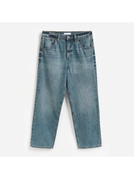 Reserved Džíny loose se sepraným efektem indigo jeans