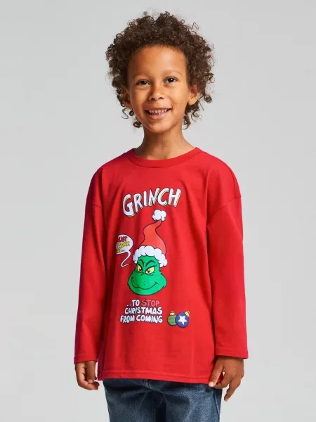 Sinsay Tričko s dlouhými rukávy Grinch červená