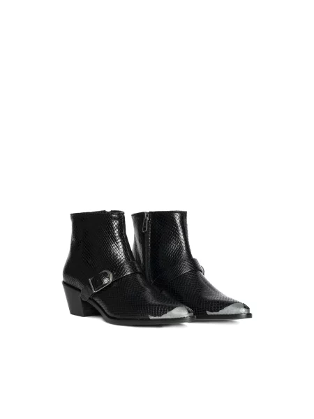 Botki Zadig & Voltaire skórzane w wężowy wzór czarne