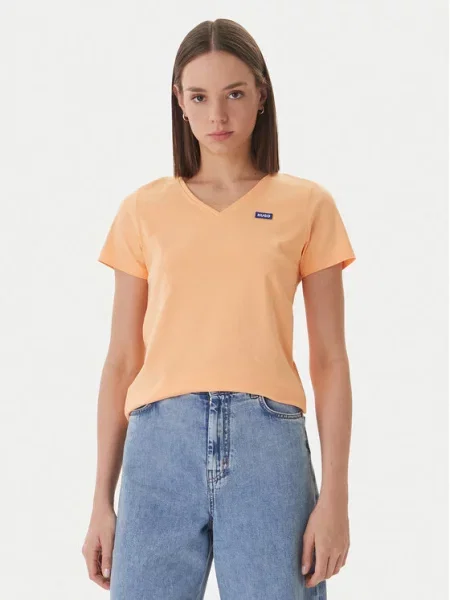 HUGO Majica Classic oranžna