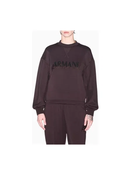 Sweter o kroju regular fit z mieszanki Armani Exchange brązowy