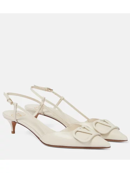 Pantofi cu toc Valentino Garavani din piele slingback alb