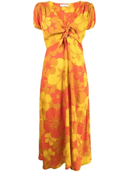 Rochie mini Faithfull The Brand cu model floral cu imagine de costum galben
