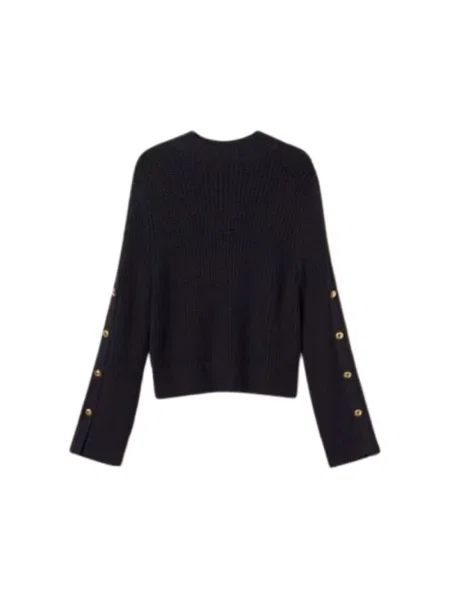 Dzianinowy sweter Twinset z okrągłym dekoltem niebieski
