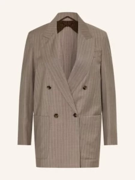 Max Mara Dlouhý Blejzr Acciaio černošedá / krémová