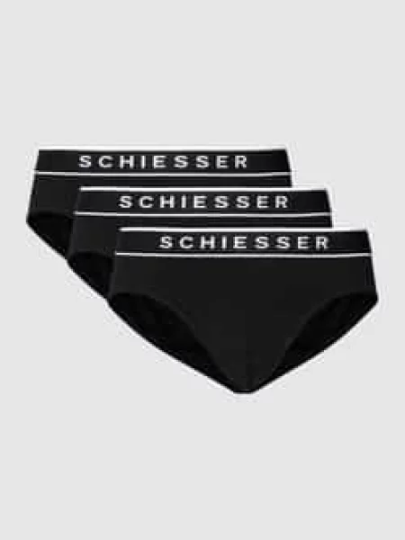 Figi z z logo w zestawie 3 szt Schiesser czarne
