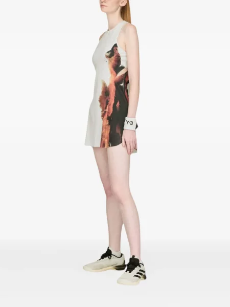 Rochie mini Y-3 cu imagine cu imprimeu abstract de costum