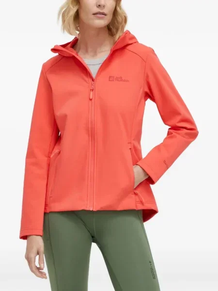 Geacă Jack Wolfskin cu glugă portocaliu