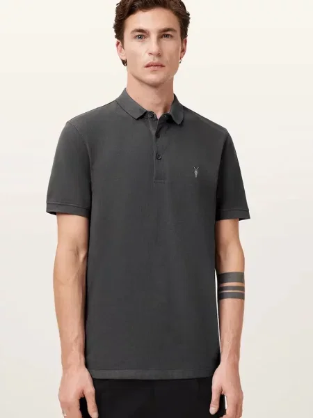 Tricou polo Allsaints gri