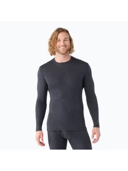 Termo tričko Smartwool Merino Baselayer Crew Boxed charcoal heather černé