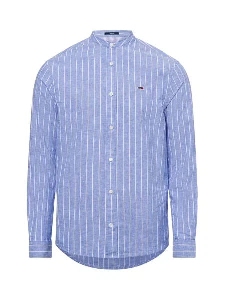 Tommy Jeans koszula casual z zawartością lnu Mężczyźni Regular Fit w S niebieski