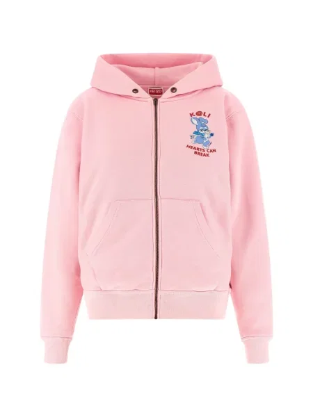 Bluza z kapturem Kenzo z nadrukiem różowa