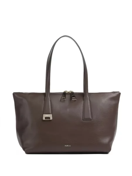 Geantă shopper Furla din piele maro