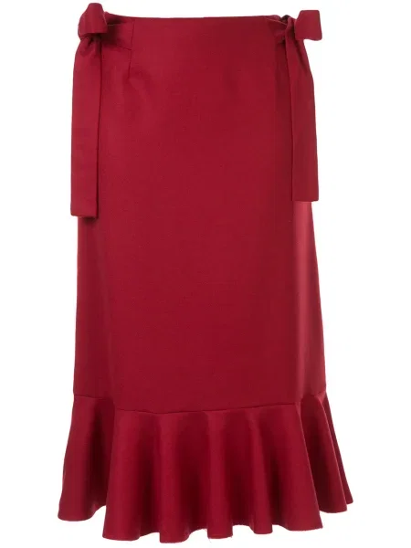 Fustă midi Sueundercover cu funde până la genunchi roșu