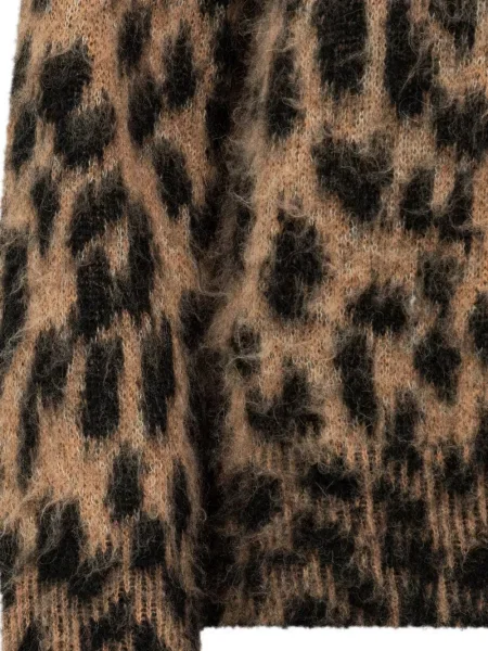 Pulover Laneus tricotate cu imagine cu model leopard maro
