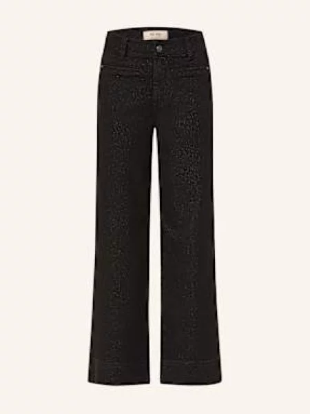 Mos Mosh Jeansy Wide Leg Mmsoey Shimmer Z Błyszczącą Przędzą schwarz czarne