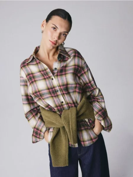 Reserved Сорочка oversize з вовною різнобарвний 