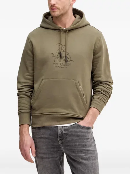 Hanorac cu glugă Trussardi cu glugă verde