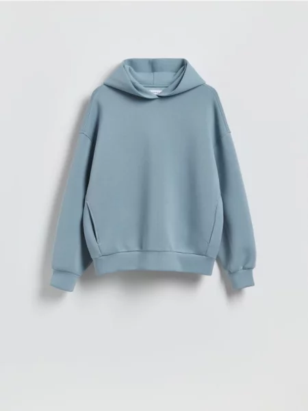 Reserved Gładka bluza z kapturem turkusowy