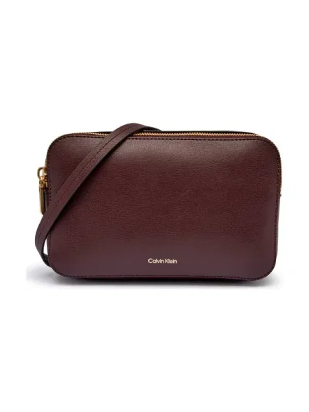 Calvin Klein Geantă Foil Logo Elongated Camera Bag Vișiniu maro