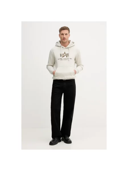Bluza z kapturem Alpha Industries z nadrukiem beżowa
