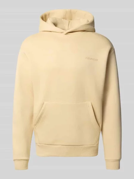 Bluza z kapturem z nadrukiem z logo Review beżowa