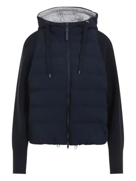 Geacă Brunello Cucinelli cu glugă albastru