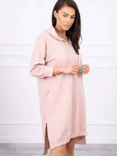 Rochie maxi Kesi cu glugă lungă de costum roz