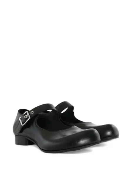 Balerini Comme Des Garçons din piele cu cataramă cu bretele negru