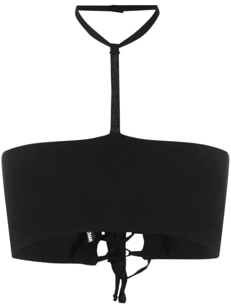 Top Andreadamo sznurowany koronkowy z dekoltem halter czarny