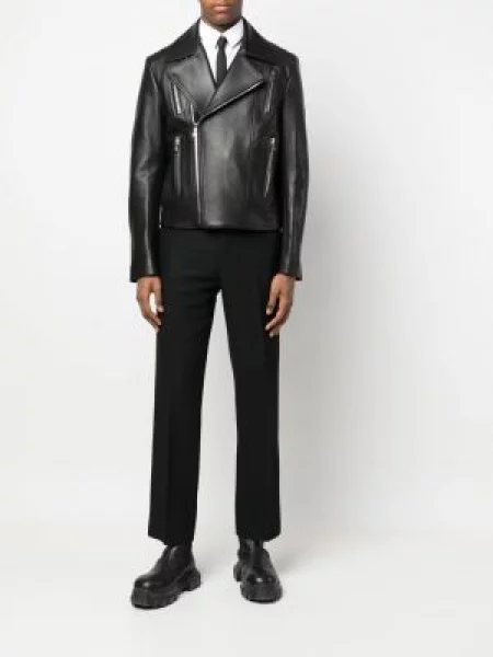 Odinė striukė Balmain juoda