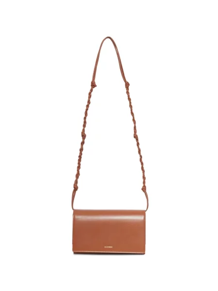 Geanta de piele Jil Sander din piele țesută maro