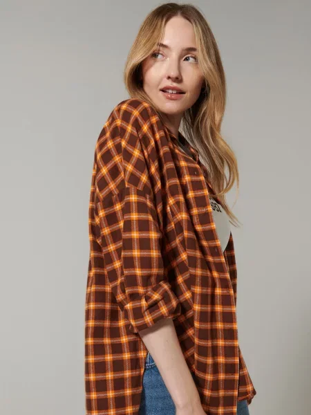 Картата сорочка oversize різнобарвний