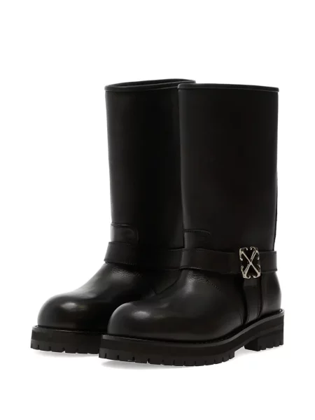 Botine Off-white cu cataramă alb